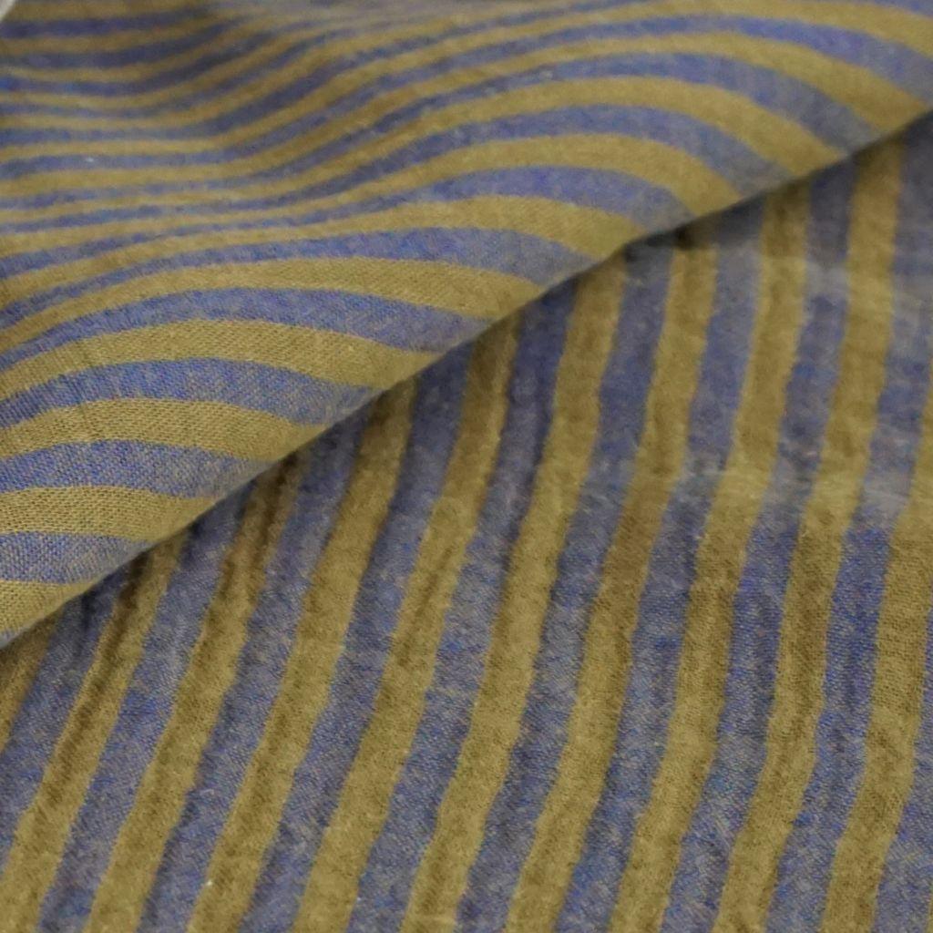 Musselin Double Gauze Doubleface Längsstreifen olivgrün blau